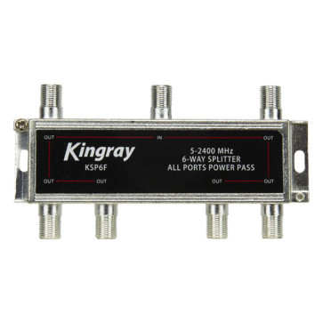 Kingray 6 Way Splitter 5-2400 MHz Power Pass All Ports KSP6F