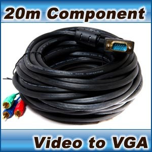 Component Video (3 RCA) to VGA cable- laptop tv pc 20m