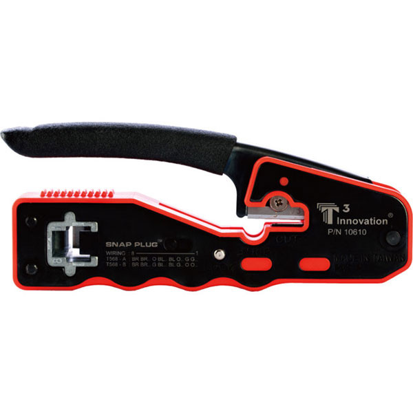 T3 T10610K Snap Plug Compact Crimp Tool Cutter//Stripper for RJ45 w// 10 CAT6 Plug