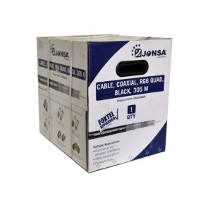 Jonsa RG6 Quad Shield Coaxial Cable 305m Reelex Box Foxtel Approved CRG6UBQ