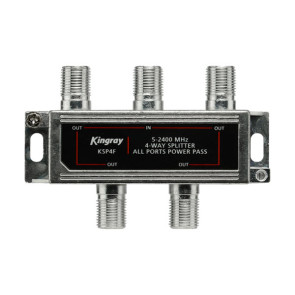 Kingray 4 Way Splitter 5-2400 MHz Power Pass All Ports KSP4F