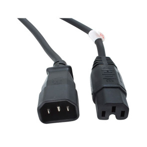 IEC C14 Plug to C15 Socket High Temperature Power Cable Black 1m
