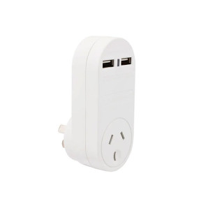 Cabac Single Power Outlet with 2 USB Ports PB1USB2